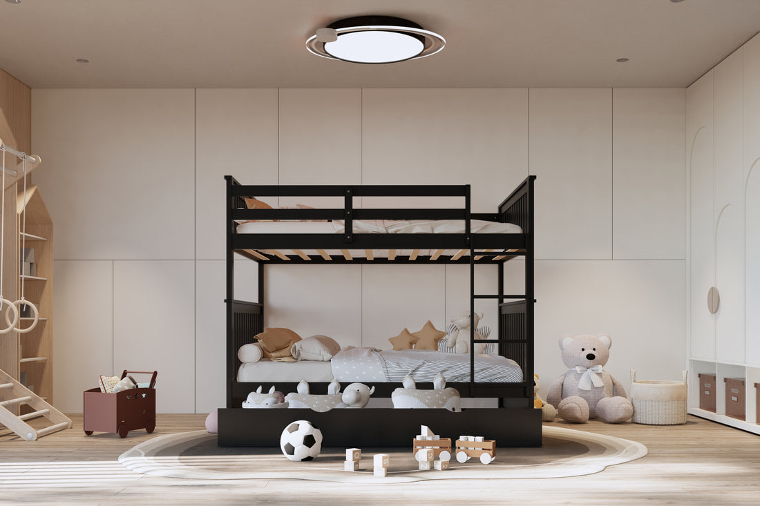 Full/Full Bunk Bed With Twin Trundle Espresso